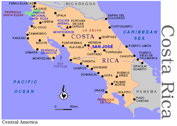 Mapa de Plantaciones en Costa Rica Plantaciones Costa Rica